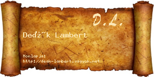 Deák Lambert névjegykártya